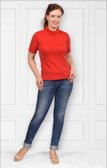 Водолазка женская, рибана с лайкрой (00837, красный) - фото 1