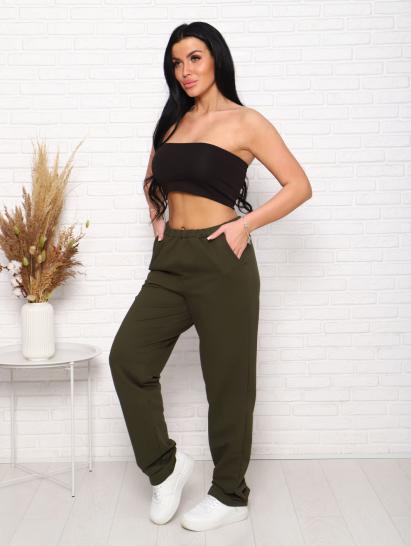 Брюки с карманами, футер с лайкрой 2-х нитка (00965, хаки) - фото 9