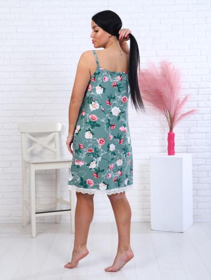 Сорочка на бретелях с кружевом, "розы на ментоле" (847-5) - фото 5