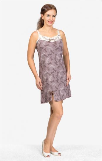 Сорочка на бретелях, двойного крашения, кофе с молоком (506-1) - фото 1