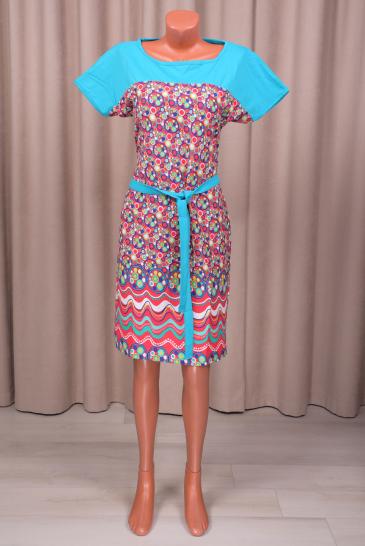 Платье трикотажное с поясом (210-20) - фото 1