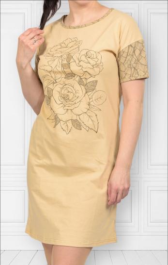 Туника трикотажная с принтом, крем (456-3) - фото 2