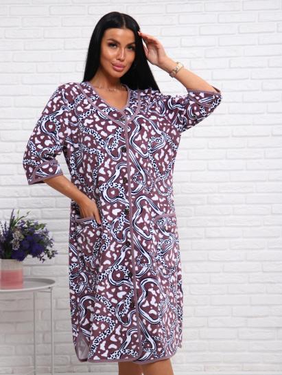 Халат велюровый на пуговицах (01022, коричневый) - фото 7