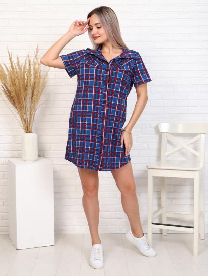 Халат - рубашка на пуговицах с карманами, синий (890-5) - фото 10