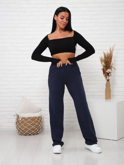 Брюки с карманами футер с лайкрой (01038, темно-синий) - фото 14