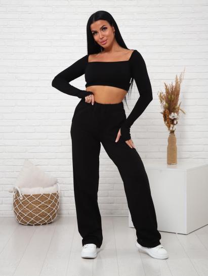 Брюки с карманами футер с лайкрой (01038, черный) - фото 1