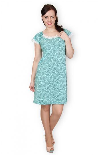 Сорочка с кружевом стрейч, ментол (236-1) - фото 1