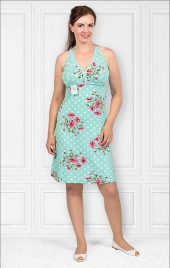 Сарафан из вискозы, ментол цветы (276-2) - фото 1