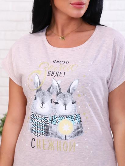 Сорочка, принт "Новогодние зайки", розовый (880-2) - фото 9