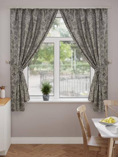 Шторы короткие с подхватами Бабочка графитовая - фото 1