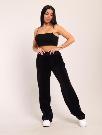 Брюки велюровые с карманами (01039, черный) - фото 3