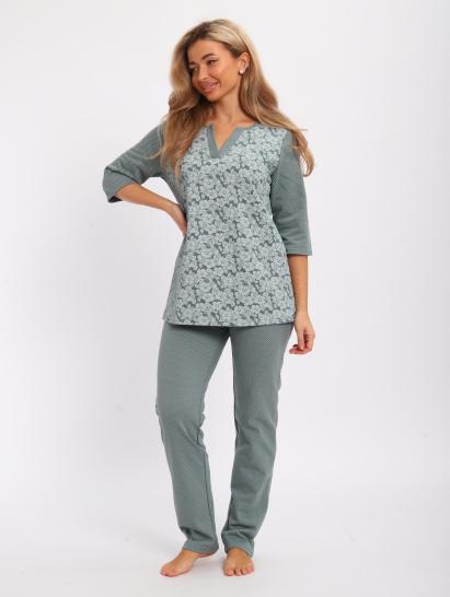 Пижама с брюками футер с начёсом (01059, зеленый) - фото 15