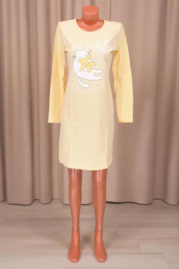 Сорочка с длинным рукавом, принт (0788, светло-желтый) - фото 1