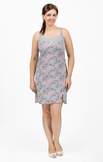 Сорочка на бретелях, двойного крашения серый (696-1) - фото 1