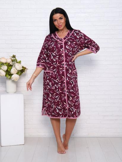 Халат женский на пуговицах с карманами, бордо (958-1) - фото 12