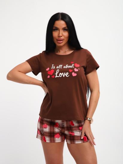Пижама с шортами (01067, коричневый) - фото 15
