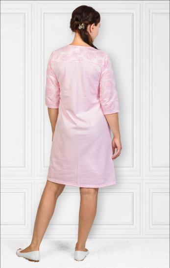 Сорочка теплая, футер с начесом, принт, розовый (486-1) - фото 2