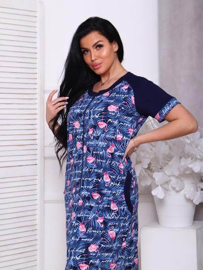 Халат женский на молнии с карманами, синий (908-1) - фото 5