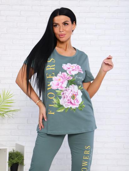 Костюм с бриджами, принт (00978, олива) - фото 9