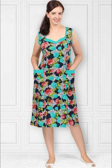 Сарафан с карманами, изумруд (470 вид 2) - фото 1