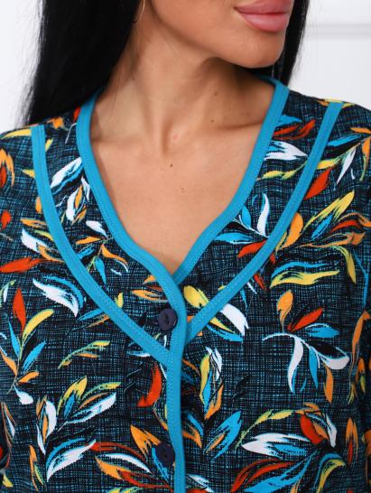 Халат женский на пуговицах с карманами (00958, синий) - фото 3