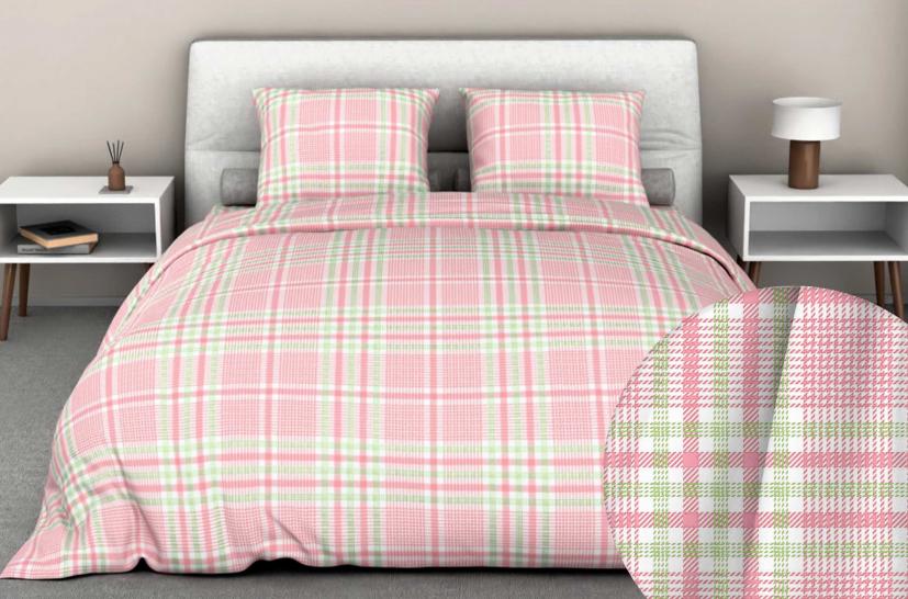 Комплект постельного белья Тартан розовый бязь - фото 1