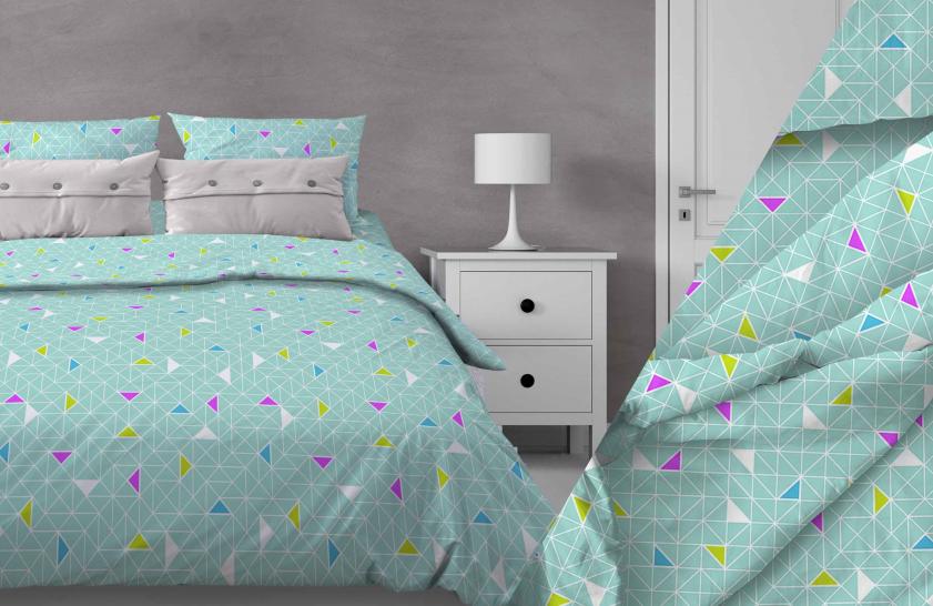 Ткань Треугольники бирюзовый Бязь 150 см  - фото 2