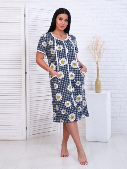 Халат женский на молнии с карманами, ромашка, серый (893-1) - фото 1