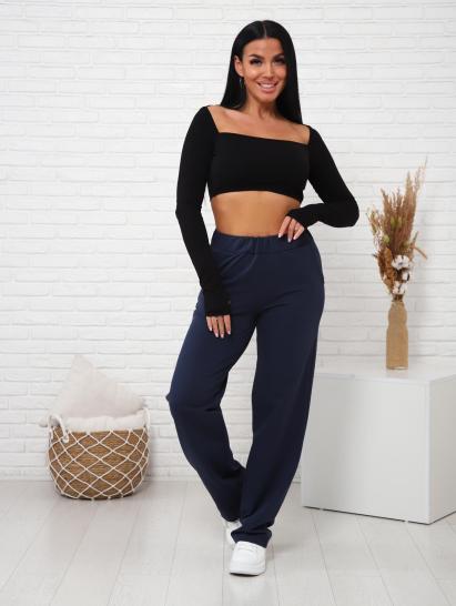 Брюки с карманами футер с лайкрой (01038, темно-синий) - фото 12