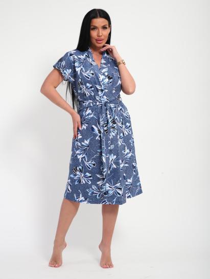 Халат женский запашной (01069, синий) - фото 18