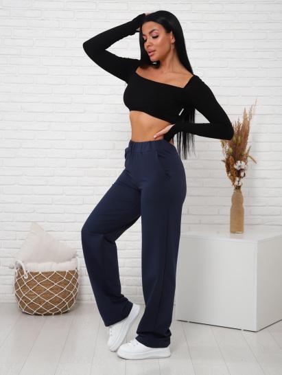 Брюки с карманами футер с лайкрой (01038, темно-синий) - фото 9