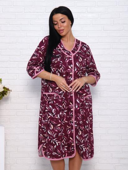 Халат женский на пуговицах с карманами, бордо (958-1) - фото 5