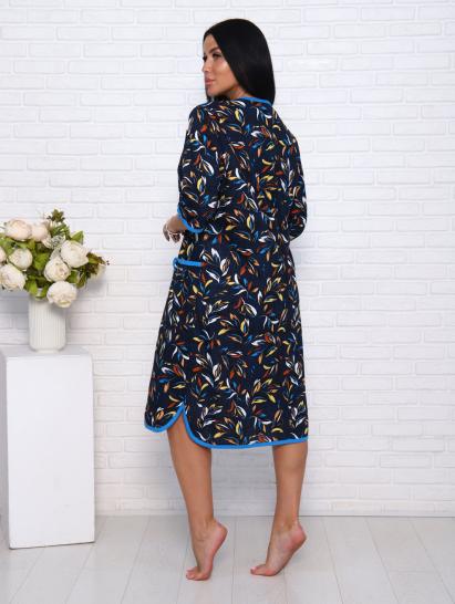Халат женский на пуговицах с карманами, темно - синий (958-3) - фото 6