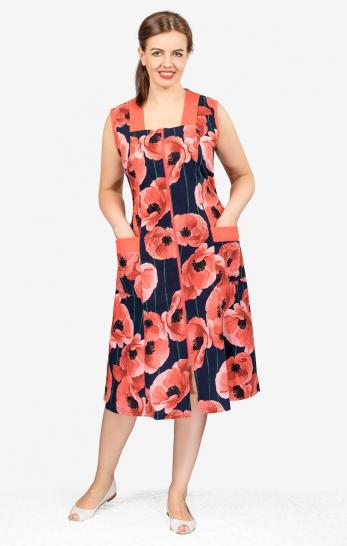 Халат на молнии с карманами, коралл (631-1) - фото 1