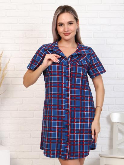 Халат - рубашка на пуговицах с карманами, синий (890-5) - фото 6