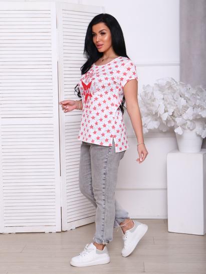 Футболка вискозная, принт, красный (384-1) - фото 10