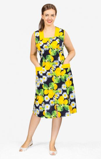 Халат на молнии с карманами, желтый (562-3) - фото 1