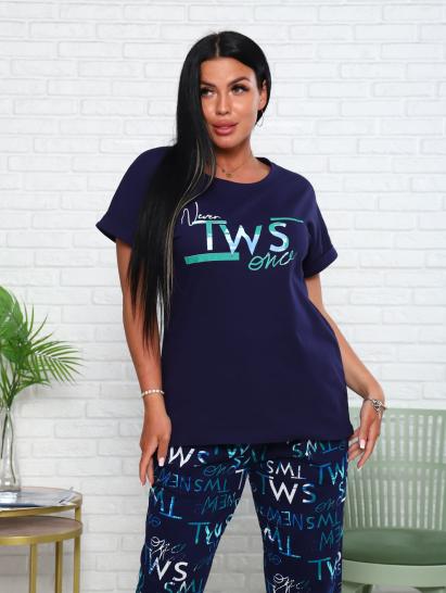 Костюм с брюками чинос, принт, синий (911-2) - фото 4