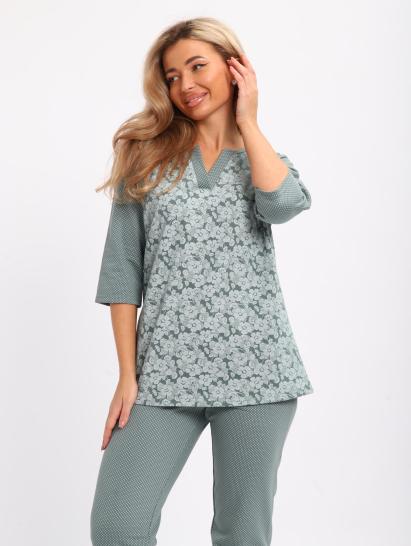 Пижама с брюками футер с начёсом (01059, зеленый) - фото 8