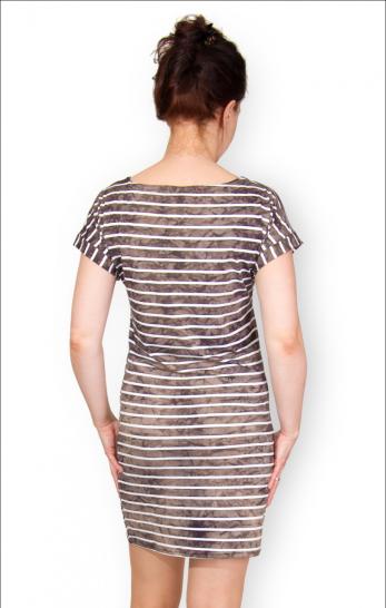 Платье - туника, вискозное (батик), "Полоска, сепия" (355-3) - фото 4