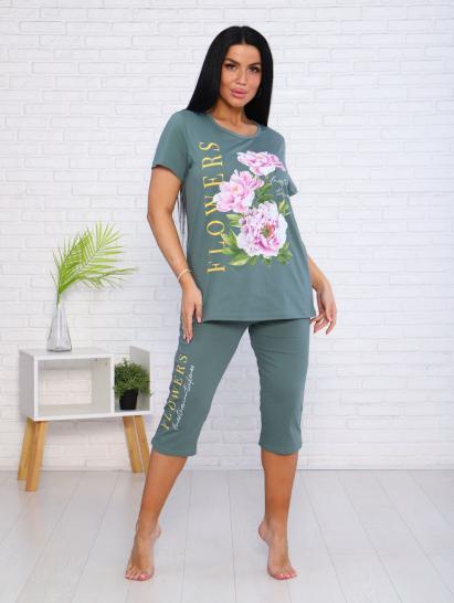 Костюм с бриджами, принт (00978, олива) - фото 16