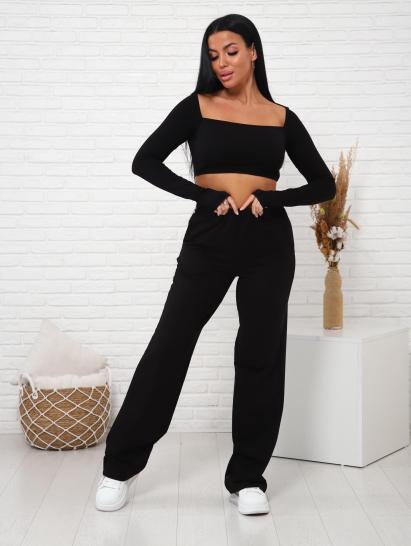 Брюки с карманами футер с лайкрой (01038, черный) - фото 13