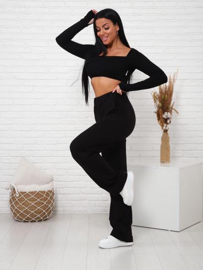 Брюки с карманами футер с лайкрой (01038, черный) - фото 8