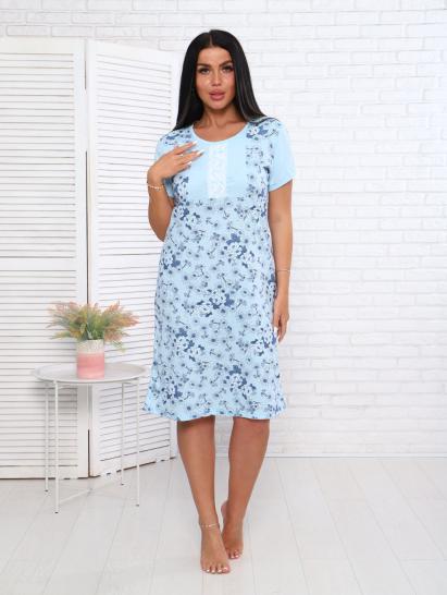 Сорочка с кружевом стрейч, голубой (897-4) - фото 3