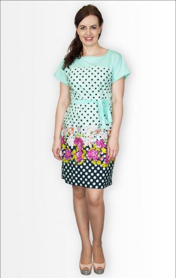 Платье трикотажное с поясом (210-4) - фото 1