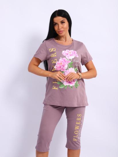 Костюм с бриджами, принт (00978, капучино) - фото 5