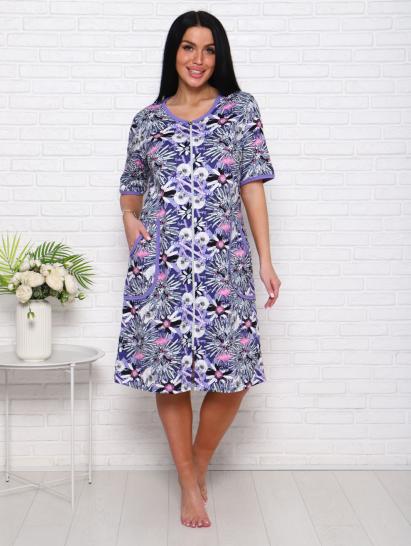 Халат женский на молнии с карманами  (00975, лиловый) - фото 1