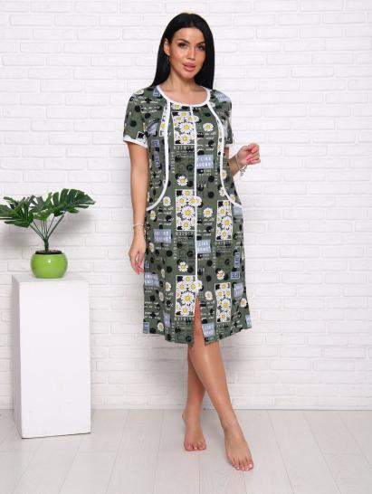 Халат женский на молнии с карманами (00960, зеленый) - фото 1