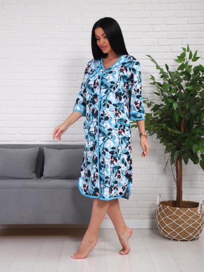 Халат женский на пуговицах с карманами (01076, бирюзовый) - фото 21