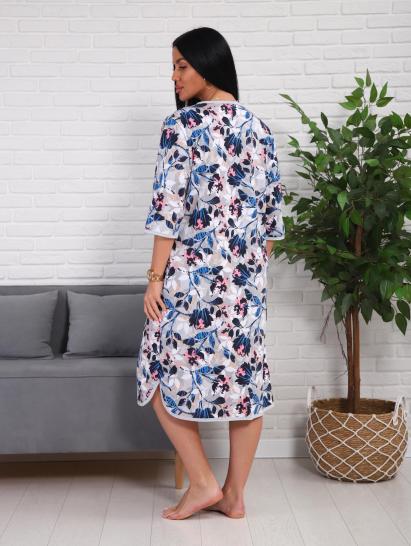 Халат женский на пуговицах с карманами (01076, синий) - фото 11